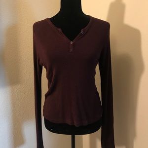 Super Soft Burgundy Henley Style Sweater